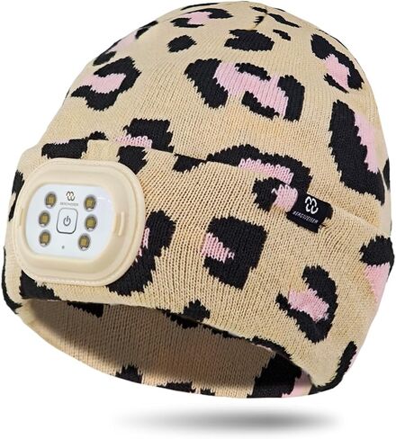 Kids LED Beanie with Light, 3 Modes Headlamp Beanie Hat | Rechargeable Removable USB with Night Strobing for Outdoor, Christmas Stocking Gifts for Kids in Kuwait