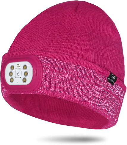 Kids LED Beanie with Light, 3 Modes Headlamp Beanie Hat | Rechargeable Removable USB with Night Strobing for Outdoor, Christmas Stocking Gifts for Kids in Kuwait