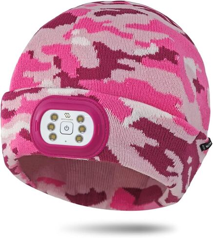 Kids LED Beanie with Light, 3 Modes Headlamp Beanie Hat | Rechargeable Removable USB with Night Strobing for Outdoor, Christmas Stocking Gifts for Kids in Kuwait