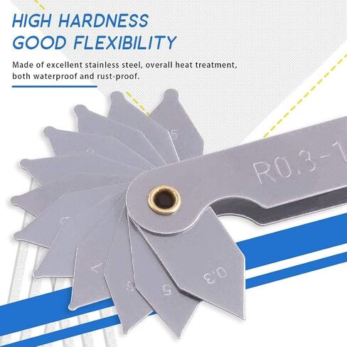 4 عبوات R0.3-1.5/ R1-6.5/ R7-14.5/ R15-25 مجموعة قياس نصف القطر، أداة قياس محدبة مقعرة محمولة من الفولاذ المقاوم للصدأ لصانعي الأدوات والقالب in Kuwait