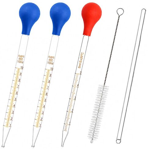 3Pcs Glass Pipettes Droppers, 10ml 5ml Glass Liquid Dropper with Rubber Cap, Graduated Water Dropper with Cleaning Brush and Stirring Rod for Essential Oil Lab Medicine DIY in Kuwait
