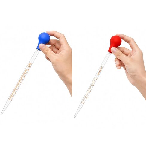 3Pcs Glass Pipettes Droppers, 10ml 5ml Glass Liquid Dropper with Rubber Cap, Graduated Water Dropper with Cleaning Brush and Stirring Rod for Essential Oil Lab Medicine DIY in Kuwait