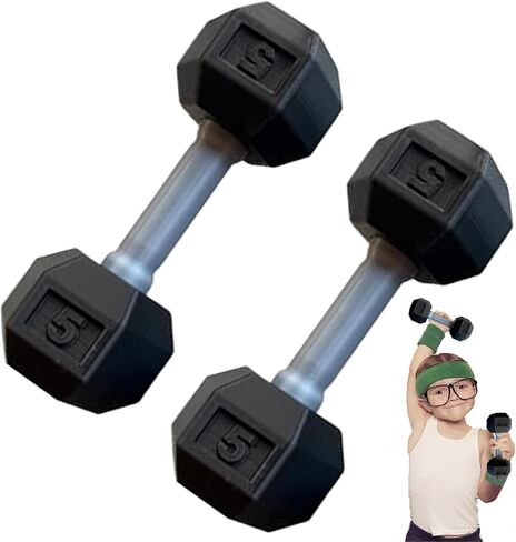 Dumbbell 2 Pcs Dumbbells for Baby Mini 1.8x4.7 In Silicone Hand Weight Lifting Set for Fitness Exercise Funny Sport Toys for Toddlers (Black) in Kuwait