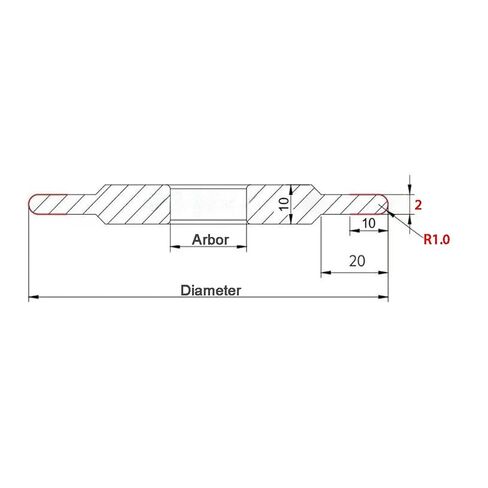 Arc Grinding Wheel, Semicircular Alloy Tap Slotting Tools Grinder Disc 100mm 125mm~ 150mm SDC 200 400 Grit 1pcs(2mm R1.0,400Grit,100 * 20mm) in Kuwait