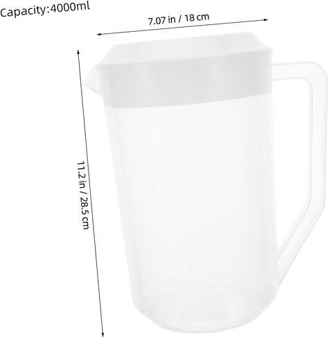 PRETYZOOM Heat Resistant Measuring Kettle with Lid Large Capacity Plastic Beverage Pitcher for Cold Water Juice Tea Safe Food Grade Storage Container for Family Parties and Picnics in Kuwait