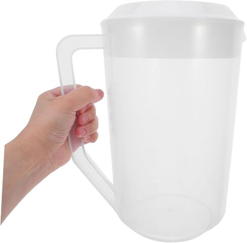 PRETYZOOM Heat Resistant Measuring Kettle with Lid Large Capacity Plastic Beverage Pitcher for Cold Water Juice Tea Safe Food Grade Storage Container for Family Parties and Picnics in Kuwait