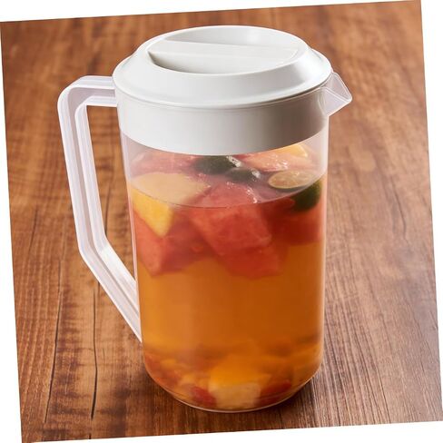 PRETYZOOM Heat Resistant Measuring Kettle with Lid Large Capacity Plastic Beverage Pitcher for Cold Water Juice Tea Safe Food Grade Storage Container for Family Parties and Picnics in Kuwait