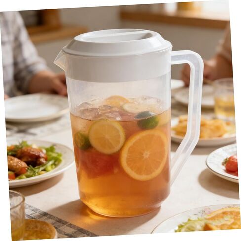 PRETYZOOM Heat Resistant Measuring Kettle with Lid Large Capacity Plastic Beverage Pitcher for Cold Water Juice Tea Safe Food Grade Storage Container for Family Parties and Picnics in Kuwait