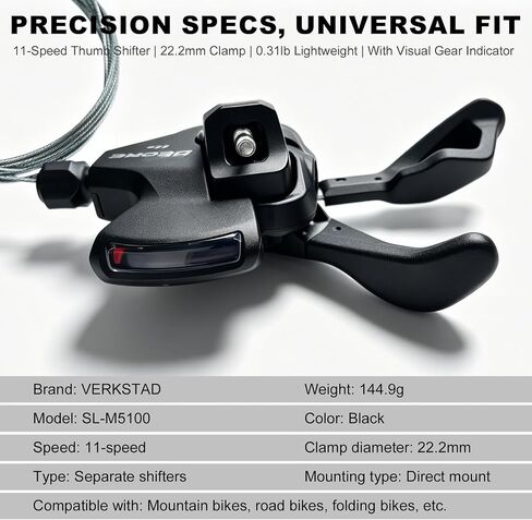 VERKSTAD Bike Shifter M5100 11 سرعة الإبهام الأيمن ناقل الحركة 11 سرعة للدراجة الجبلية، دراجة الطريق، دراجة قابلة للطي ودراجة الركاب in Kuwait
