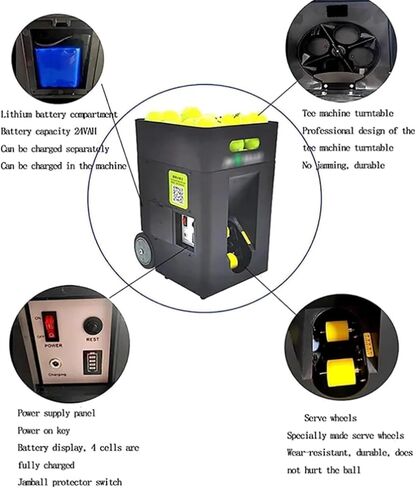 Portable 50-Ball Tennis Ball Machine with Automatic Launcher | Pre-Programmed & Custom Drills | Solo Training for Beginners in Kuwait