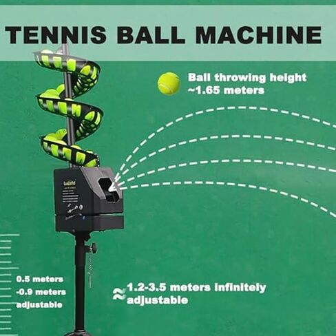 Tennis Ball Machine with Remote Control Automatic Tennis Launcher for Solo Practice & Coach 33 Ball Capacity Rechargeable Portable Trainer with Ball Pickup Net in Kuwait