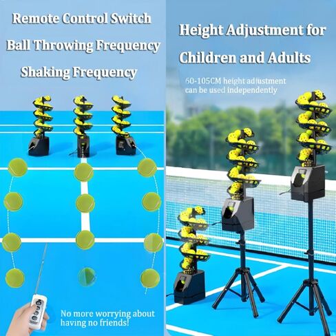 Tennis Ball Machine with Remote Control Automatic Tennis Launcher for Solo Practice & Coach 33 Ball Capacity Rechargeable Portable Trainer with Ball Pickup Net in Kuwait