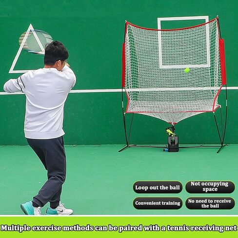 Tennis Ball Machine with Remote Control Automatic Tennis Launcher for Solo Practice & Coach 33 Ball Capacity Rechargeable Portable Trainer with Ball Pickup Net in Kuwait