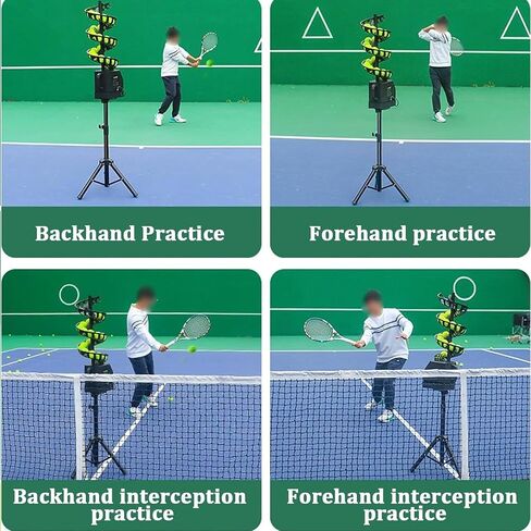 Tennis Ball Machine with Remote Control Automatic Tennis Launcher for Solo Practice & Coach 33 Ball Capacity Rechargeable Portable Trainer with Ball Pickup Net in Kuwait