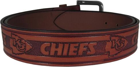 حزام جلدي للرجال من Siskiyou NFL Kansas City Chiefs، قابل للتعديل حتى 44 in Kuwait
