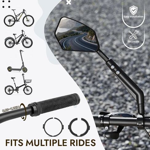 مرآة دراجة West Biking، زجاج زاوية واسعة شفاف عالي الدقة، مرآة رؤية خلفية قابلة للتمديد 5 سم، حامل مقود للجبال، قابل للطي، دراجة إلكترونية، سكوتر، يناسب مقود 2.1-3.0 سم (0.83-1.18 بوصة) (يسار) in Kuwait