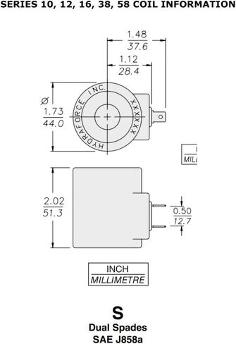 HY 6351024 DS 24 VDC - ملف Hydra Force 2 Spade 24 Volt DC يناسب 10، 12، 16، 38 و58 سلسلة Hydraforce Stems (فتحة 5/8 بوصة) in Kuwait