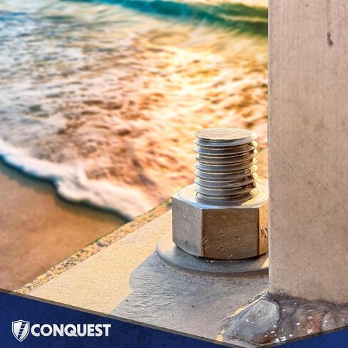 قضيب ملولب من الفولاذ المقاوم للصدأ من نوع Conquest 316 مقاس 1/2 بوصة - 13 × 36 بوصة (8 عبوات) - قضبان خشنة ذات خيوط كاملة للاستخدام البحري والصناعي والخارجي in Kuwait