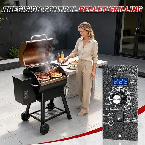 ترقية وحدة التحكم في الحرارة استبدال F/C وضع درجة الحرارة PID لوحة التحكم لشوايات حبيبات الخشب Traeger مع مسبار اللحوم، أجزاء لوحة التحكم بمستشعر RTD in Kuwait