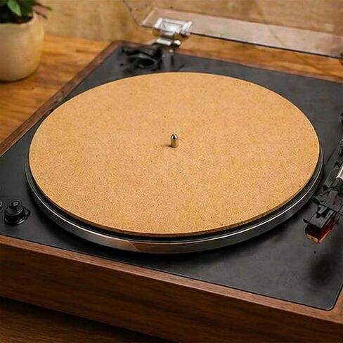 2PCS Groove Type Cork Turntable Mat Recorder Platter with Printable Logo Embedded Turntable Shock Absorbing Pad Noise Reduction Anti Static 12 Inch 3mm in Kuwait