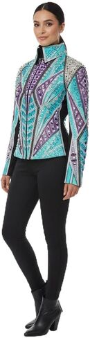 Women's Western Show Jacket with Crystal Rhinestones & Silver Spikes – Handmade Horse Show Equestrian Competition Coat in Kuwait