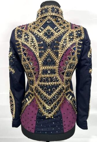 Women's Western Show Jacket Black Plum Gold Rhinestone Embellished in Kuwait