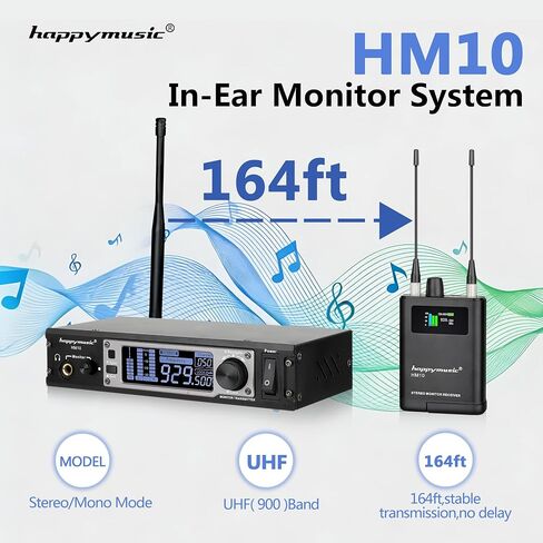نظام مراقبة ستيريو لاسلكي/أحادي داخل الأذن من Happymusic HM-10، حامل على حامل، 900 ميجاهرتز، 164 قدم، عودة احترافية للمسرح اللاسلكي لأداء المسرح الخاص in Kuwait