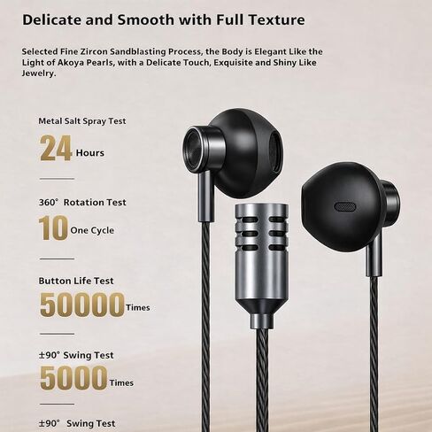 Type-C in-Ear Karaoke Singing Earbuds with Echo & Built-in Mic, Real-Time Monitoring, 3 Reverb Modes, Wired Headphones for TikTok, Smule, StarMaker & Karaoke Apps in Kuwait