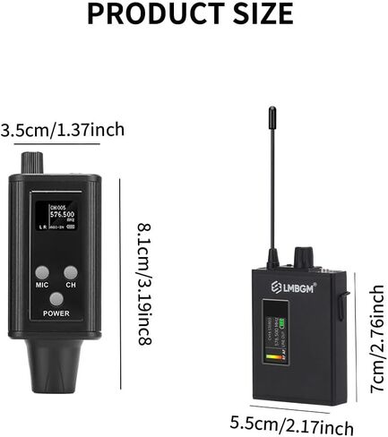 نظام مراقبة الأذن اللاسلكي UHF، قابل للتحويل أحادي/ستيريو، 16 قناة، نظام IEM منخفض الكمون مع جهاز استقبال، نطاق 164 قدم، للمسرح، الفرقة، الاستوديو، الأداء المباشر، الكلام in Kuwait