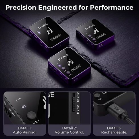 نظام مراقبة الأذن M-VAVE WP-10 اللاسلكي داخل الأذن، نظام IEM ستيريو، نظام IEM منخفض الاستجابة قابل لإعادة الشحن بتردد 2.4 جيجا هرتز، الاقتران التلقائي، نظام استقبال إرسال نظام IEM اللاسلكي واحد إلى العديد (WP-10 (1T & 2R)) in Kuwait