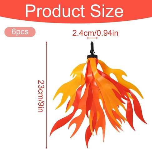 6pcs Flame Bike Streamers, 23x2.4cm/9x0.94in Kids Bike Handle Streamers Decorative Handlebar Tassels for Boys & Girls Easy Install Bicycle & Scooter Grip Decorations in Kuwait