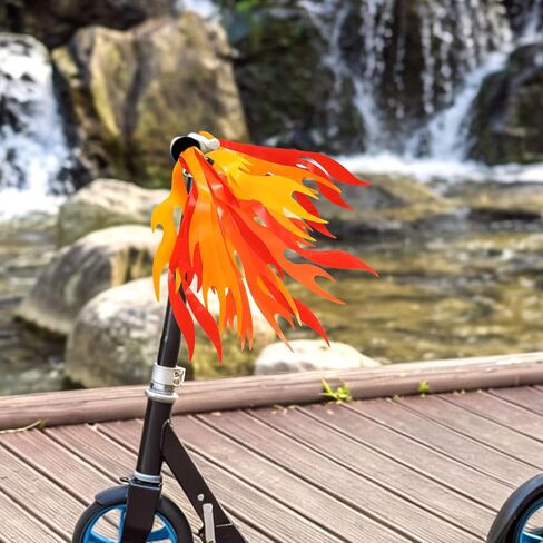 6pcs Flame Bike Streamers, 23x2.4cm/9x0.94in Kids Bike Handle Streamers Decorative Handlebar Tassels for Boys & Girls Easy Install Bicycle & Scooter Grip Decorations in Kuwait