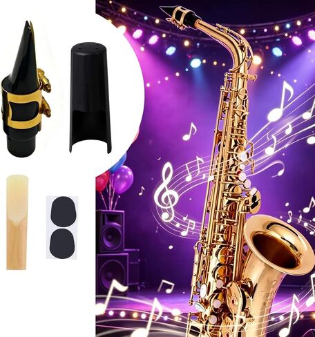 40Pcs Tenor Saxophone Mouthpiece Set Includes 1Pcs Mouthpiece with Gold Sax Ligature Plastic Cap, 11Pcs 2.5 Reeds, 26Pcs Mouthpiece Pads, 1Pcs Cleaning Brushes, Cleaning Cloth, Storage Case in Kuwait