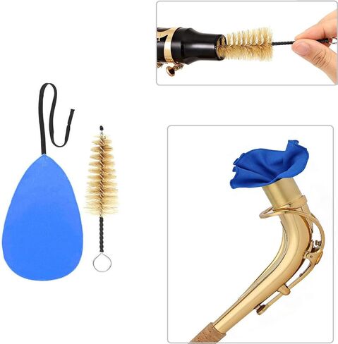 40Pcs Tenor Saxophone Mouthpiece Set Includes 1Pcs Mouthpiece with Gold Sax Ligature Plastic Cap, 11Pcs 2.5 Reeds, 26Pcs Mouthpiece Pads, 1Pcs Cleaning Brushes, Cleaning Cloth, Storage Case in Kuwait