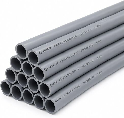 أنبوب قناة كهربائية 1/2 بوصة جدول 40 PVC - RNC صلب غير معدني - مقاوم لأشعة الشمس ومُصنف للدفن تحت الأرض ومتوافق مع ETL المدرج في قائمة UL 651 (1/2 بوصة (0.84 بوصة OD / 0.578 ID)، 96 بوصة) in Kuwait
