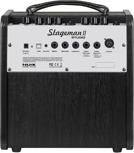 NUX Stageman II AC-60 60W جيتار صوتي ومضخم صوتي، 12 مؤثرًا، حلقة عبارة 60 ثانية، 8 IRs، استجابة النبضات الصوتية، 6 توجيهات كتلة الإشارة، مكبر صوت ممتاز 6.5 بوصة in Kuwait