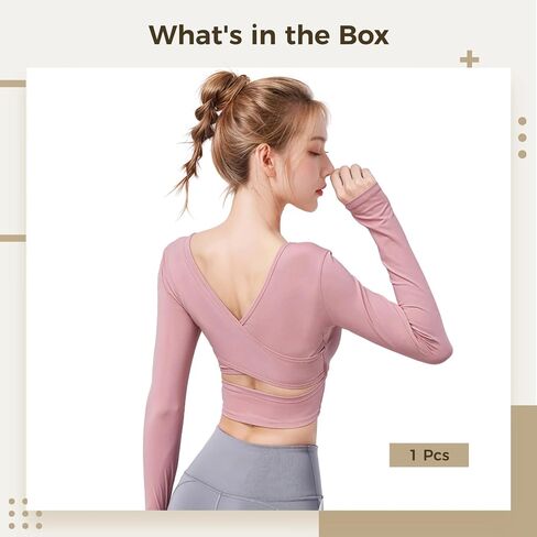 Yoga Tops for Women, V-Back Hollow Design, Workout Long Sleeve Tops, Soft Nylon Spandex Fabric, Long Sleeve Undershirt, Seamless, Breathable, Run and Fitness Wear, XXL Pink in Kuwait