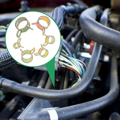 مجموعة مشابك زنبركية للخراطيم الفولاذية المجلفنة 80 قطعة من ULTECHNOVO لخراطيم الزيت والماء، مشابك أنبوبية عملية وسهلة التركيب بأقطار داخلية متعددة 7 مم إلى 17 مم للسيارات in Kuwait