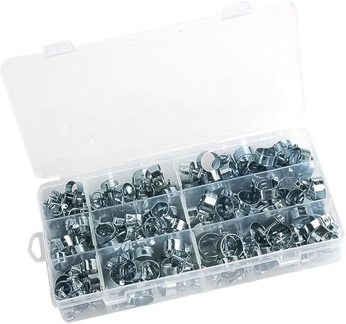 DOITOOL Metal Hose Clamp Assortment Kit Portable and Easy to Maintain with Zinc Plating 135pcs Mini Spring Buckle Clips Water Clamps for Hose and Air in Kuwait