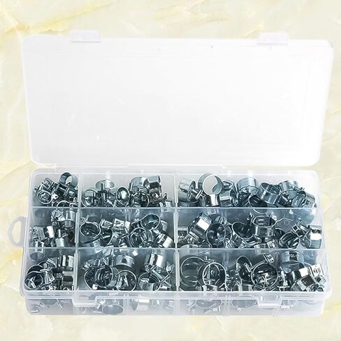 DOITOOL Metal Hose Clamp Assortment Kit Portable and Easy to Maintain with Zinc Plating 135pcs Mini Spring Buckle Clips Water Clamps for Hose and Air in Kuwait