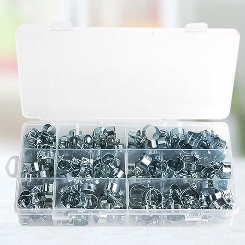 DOITOOL Metal Hose Clamp Assortment Kit Portable and Easy to Maintain with Zinc Plating 135pcs Mini Spring Buckle Clips Water Clamps for Hose and Air in Kuwait