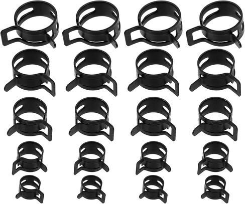 SEWACC 90pcs Spring Hose Clamps for Automotive Fluid and Silicone Hoses Steel Spring Material Design Inner Band Dense Antislip Grooves for Power Steering Systems and Engine Compartments in Kuwait