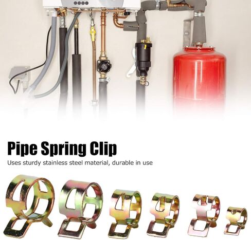 Aramox Spring Clip Stainless Steel Hose Clamp Set 60pcs 6 9 10 12 14 15mm Fuel Line Clip for Tubing Pipe Water Hose Silicone Auto Repair Factory Use in Kuwait
