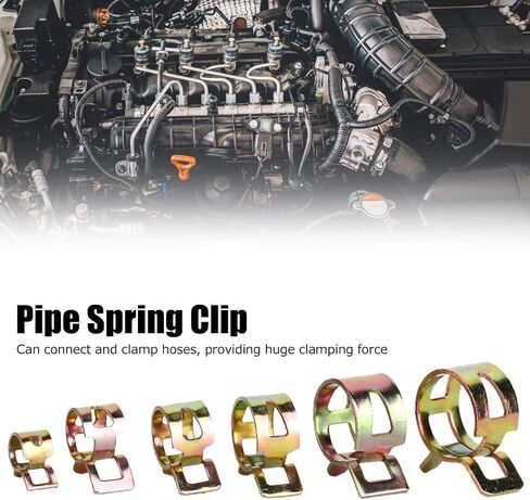 Aramox Spring Clip Stainless Steel Hose Clamp Set 60pcs 6 9 10 12 14 15mm Fuel Line Clip for Tubing Pipe Water Hose Silicone Auto Repair Factory Use in Kuwait