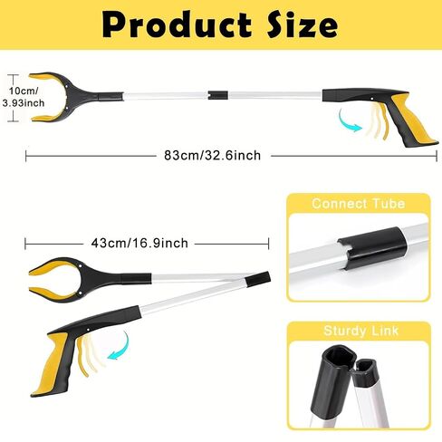 32.6'' Convenient Grabber Reacher Tool with Megnet - Foldable Pickup Tool - Garbage Trash Picker for Litter - 80CM Claw Foldable Extender Gripper Tool - Pick Up Assistive Device for Elderly in Kuwait