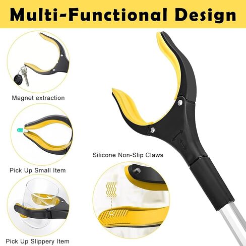 32.6'' Convenient Grabber Reacher Tool with Megnet - Foldable Pickup Tool - Garbage Trash Picker for Litter - 80CM Claw Foldable Extender Gripper Tool - Pick Up Assistive Device for Elderly in Kuwait