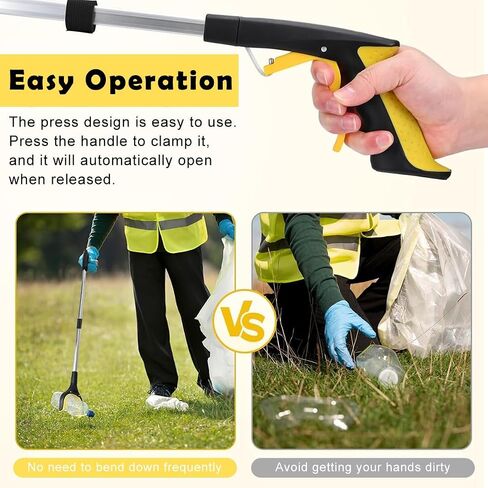32.6'' Convenient Grabber Reacher Tool with Megnet - Foldable Pickup Tool - Garbage Trash Picker for Litter - 80CM Claw Foldable Extender Gripper Tool - Pick Up Assistive Device for Elderly in Kuwait