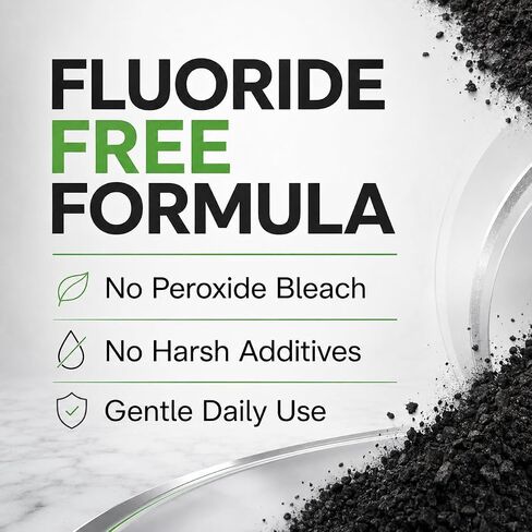 Bamboo Charcoal Whitening Tooth Powder with Hydroxyapatite, Stain Removal & Enamel Support, Natural Fluoride Free Teeth Whitening Powder for Adults, 1.76 oz in Kuwait