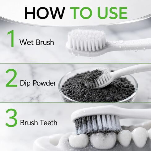 Bamboo Charcoal Whitening Tooth Powder with Hydroxyapatite, Stain Removal & Enamel Support, Natural Fluoride Free Teeth Whitening Powder for Adults, 1.76 oz in Kuwait