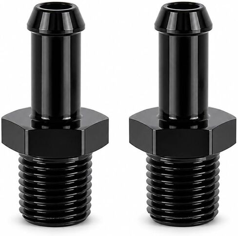 2 حزمة 1/4 "NPT إلى 3/8 بارب، 1/4" NPT ذكر إلى 3/8 "خرطوم بارب المناسب محول، موصل أسود مستقيم لخط تبريد زيت الوقود in Kuwait